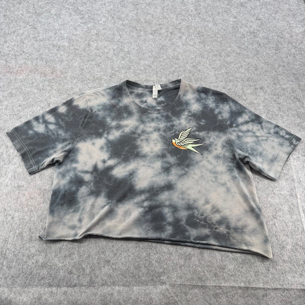 Lifting Culture Apparel Tie Dye Crop Top Gray Lighthouse Graphic Tee Large